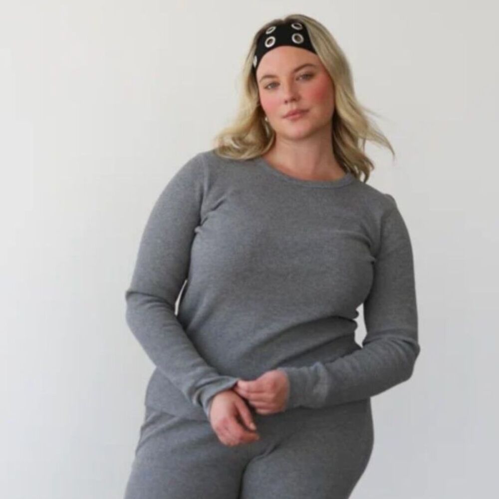 NWT Noble Waffle Top Heather Gray, 1X (D1)